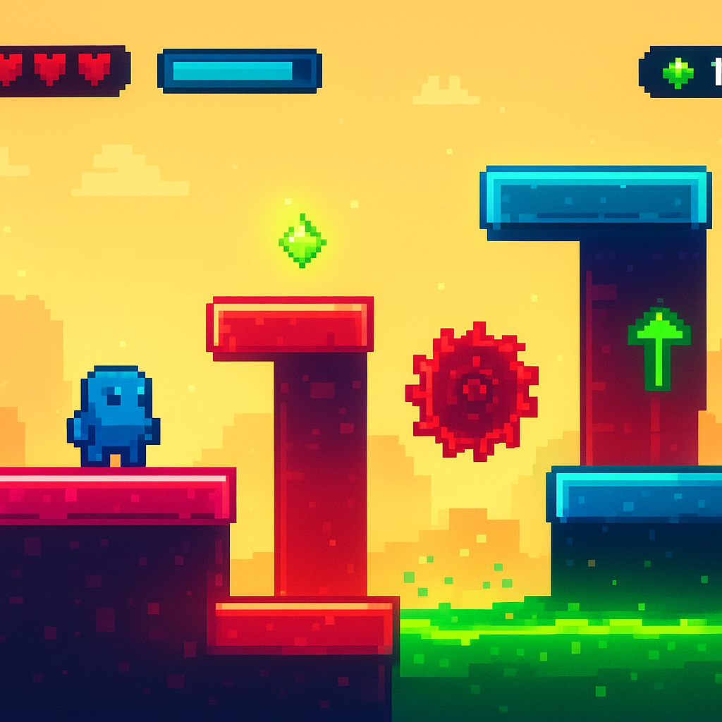 Level snapshot with neon platforms